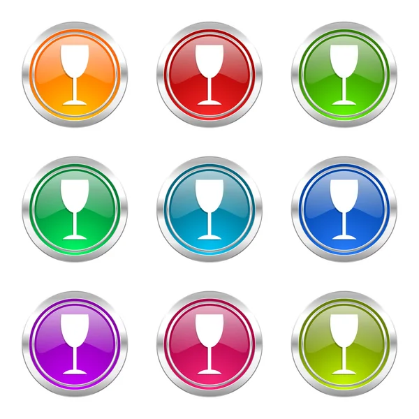 Alcohol  icons set glass sign — Stock Photo, Image