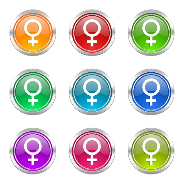 Female icons set female gender sign — Stock Photo, Image