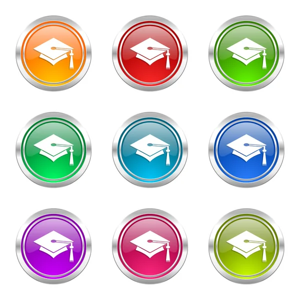 Education icons set graduation sign — Stock Photo, Image