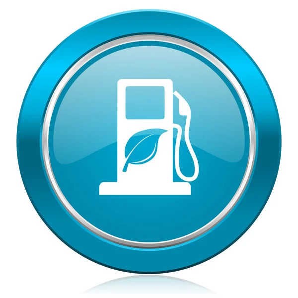 Icône bleu biocarburant panneau bio carburant — Photo