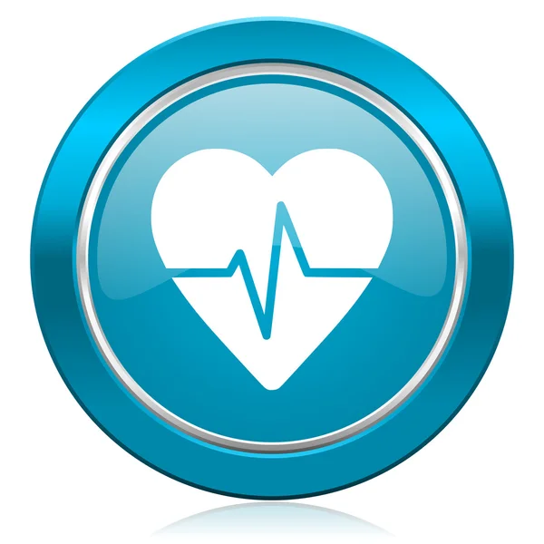 Pulse blue icon heart rate sign — Stock Photo, Image