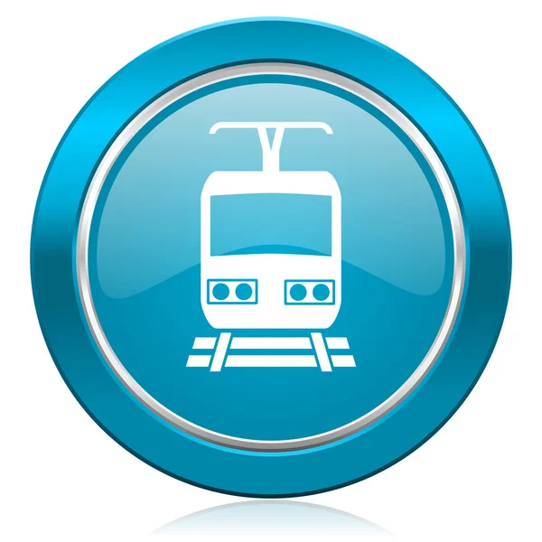 Treno icona blu segno di trasporto pubblico — Foto Stock