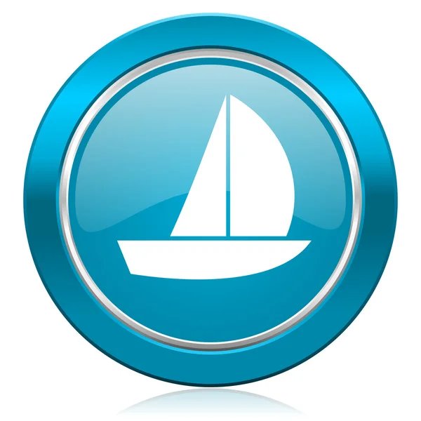 Yate icono azul vela signo —  Fotos de Stock