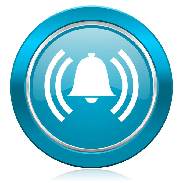 Alarma icono azul signo de alerta campana símbolo —  Fotos de Stock