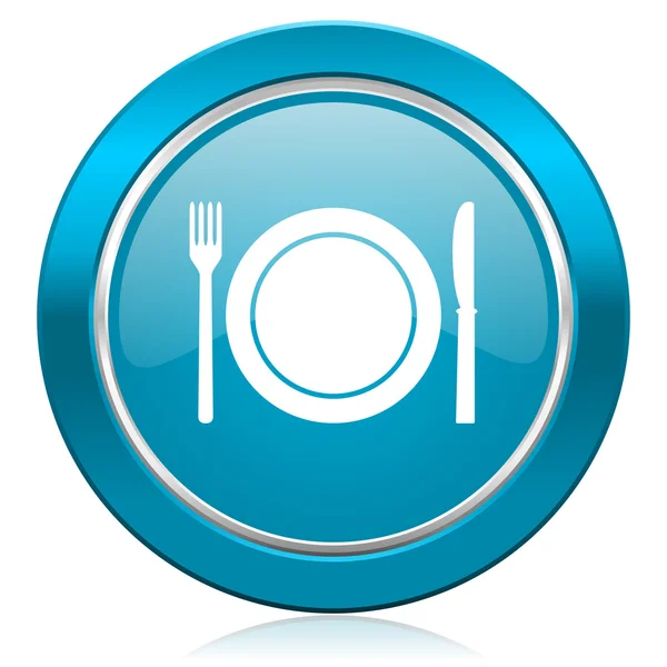 Eten blauwe pictogram restaurant symbool — Stockfoto