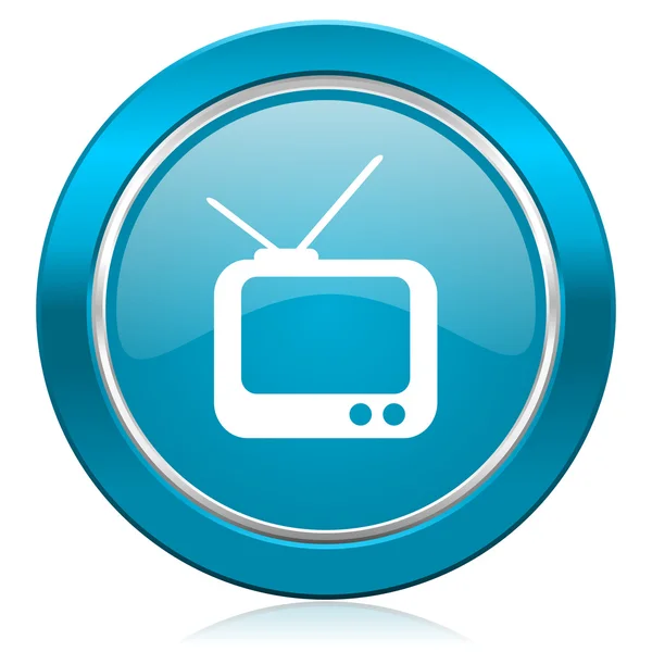 TV icono azul signo de televisión —  Fotos de Stock
