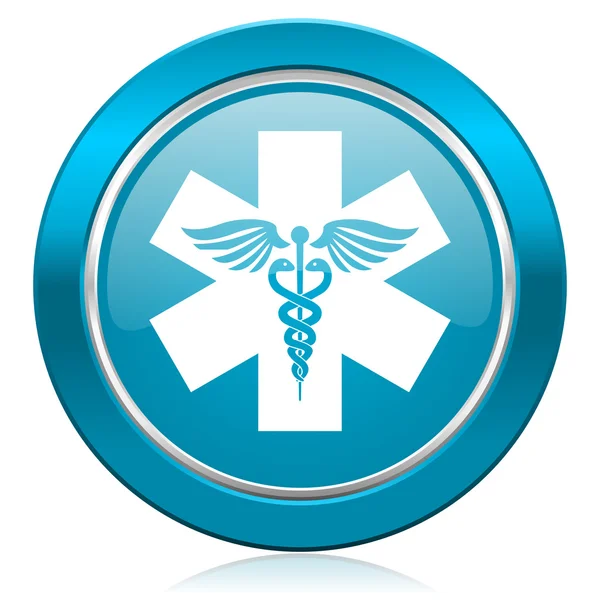 Знак больницы с синей иконой — стоковое фото