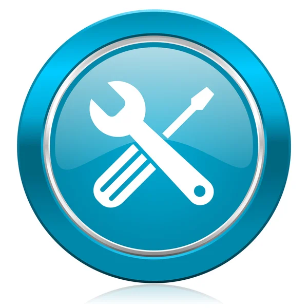 Werkzeuge blaues Symbol Service-Schild — Stockfoto