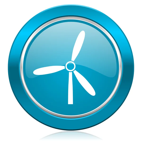 Ветряная мельница синий значок возобновляемых источников энергии знак — стоковое фото