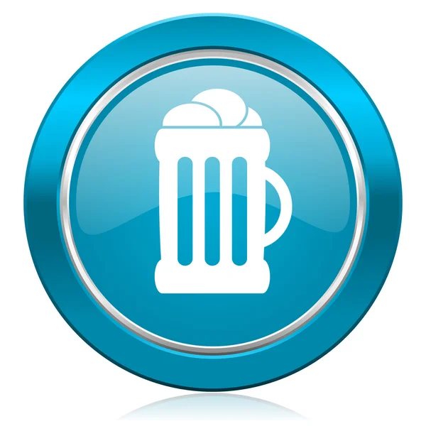 Beer blue icon mug sign — Stock Photo, Image