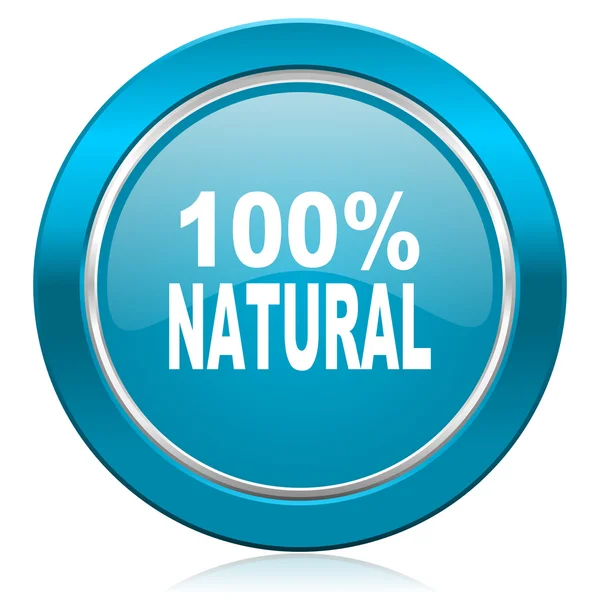 Icono azul natural 100% signo natural — Foto de Stock