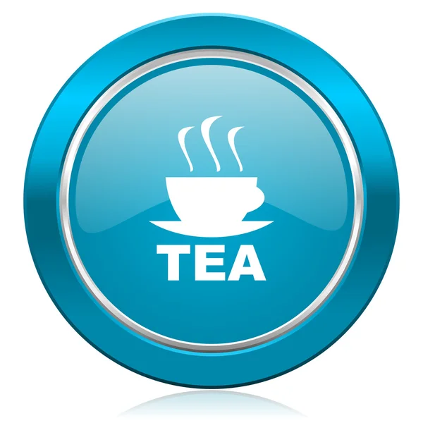 Té icono azul taza caliente de signo de té — Foto de Stock