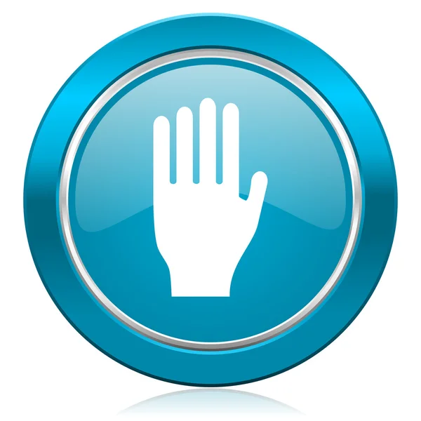 Parar sinal de mão ícone azul — Fotografia de Stock