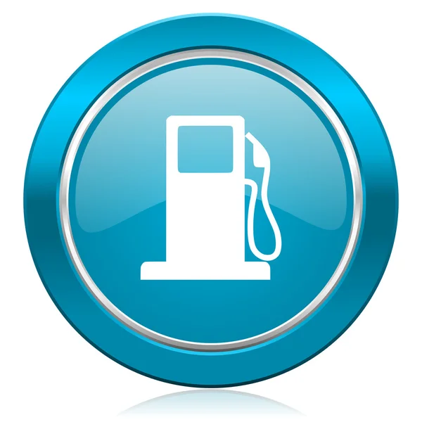 Tankstellenschild mit blauem Symbol — Stockfoto