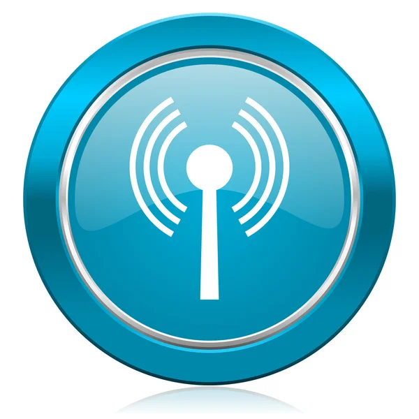 Wifi blue icon wireless network sign — Stock Photo, Image