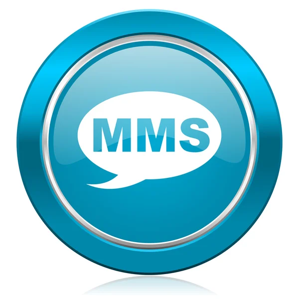 MMS niebieski ikona wiadomości znak — Zdjęcie stockowe