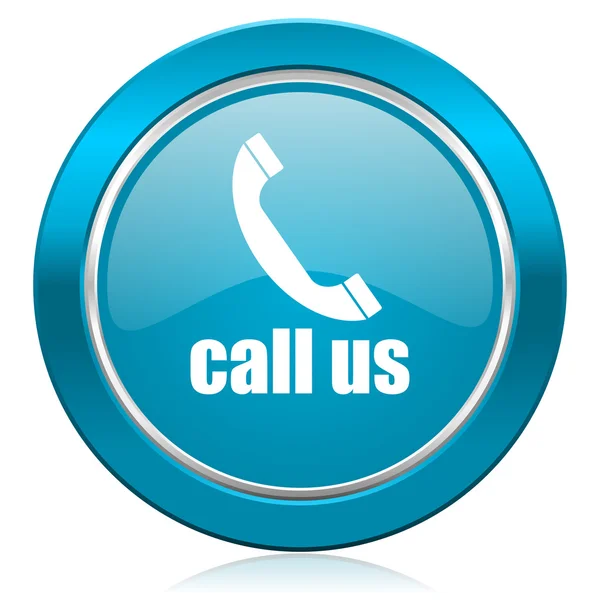 Call us blue icon phone sign — Stock Photo, Image