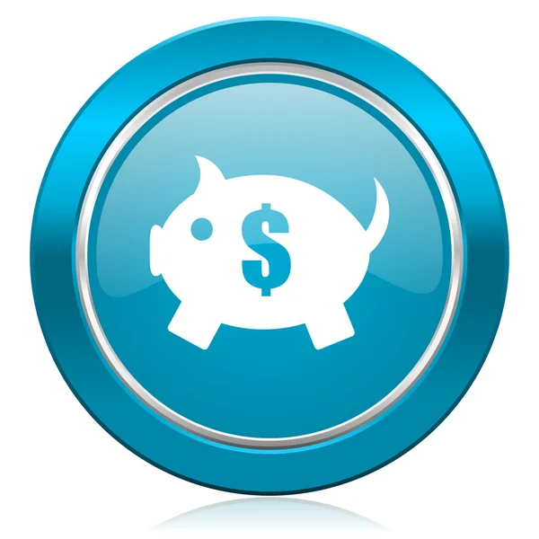 Piggy bank niebieski ikona — Zdjęcie stockowe