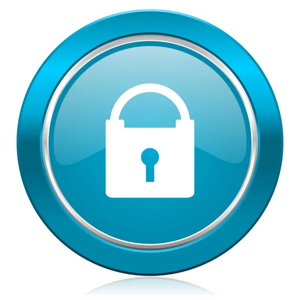 Padlock blauwe pictogram beveiligde teken — Stockfoto