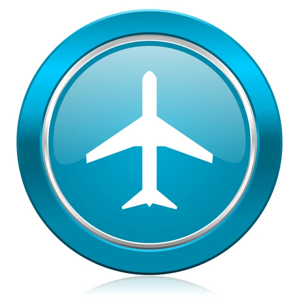 Vliegtuig blauwe pictogram luchthaven teken — Stockfoto