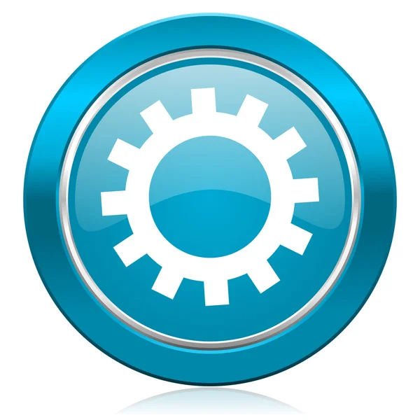 Gears blue icon options sign — Stock Photo, Image