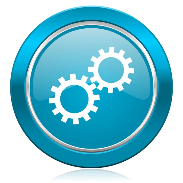 Gears blue icon options sign — Stock Photo, Image