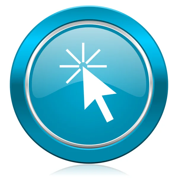 Clicca qui icona blu — Foto Stock