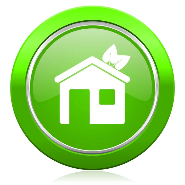 Hus-ikonen ekologiska hem symbol — Stockfoto