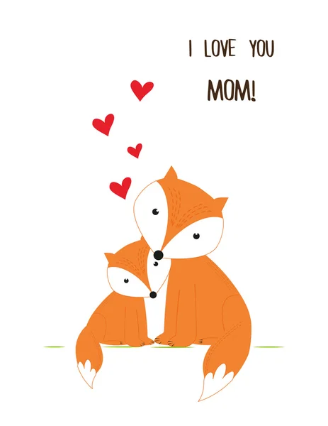 Cartão de saudação com raposas — Vetor de Stock