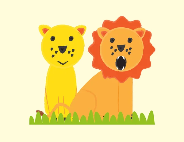 Happy Lion family — Stock Vector