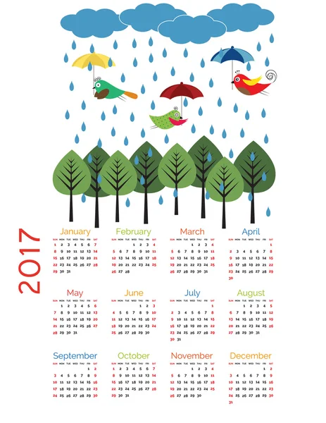 Kalender voor 2017 — Stockvector