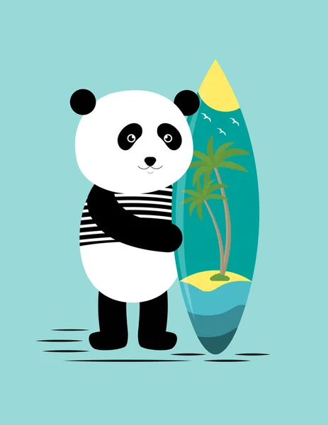 Surf junto con el panda — Vector de stock