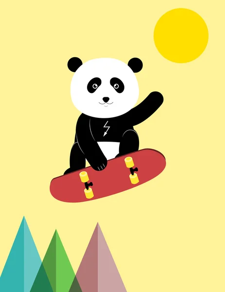 Panda a gördeszka — Stock Vector