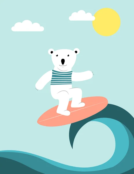 Polar bear surfing — Stock Vector