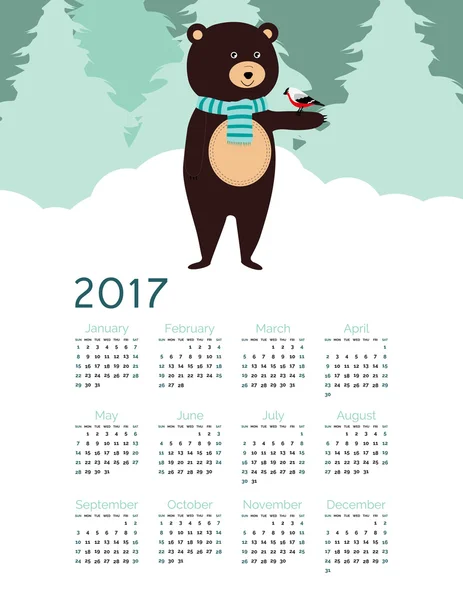 Kalendarz do 2017 roku — Wektor stockowy