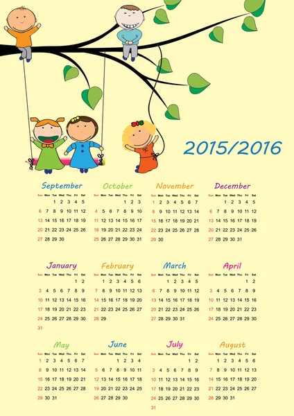 Calendario escolar — Vector de stock