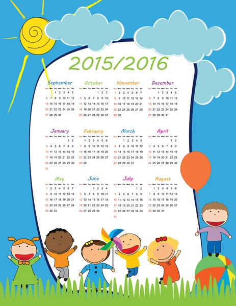Schulkalender — Stockvektor