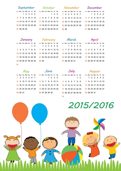 Calendrier scolaire — Image vectorielle