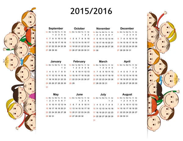 Calendario escolar — Vector de stock