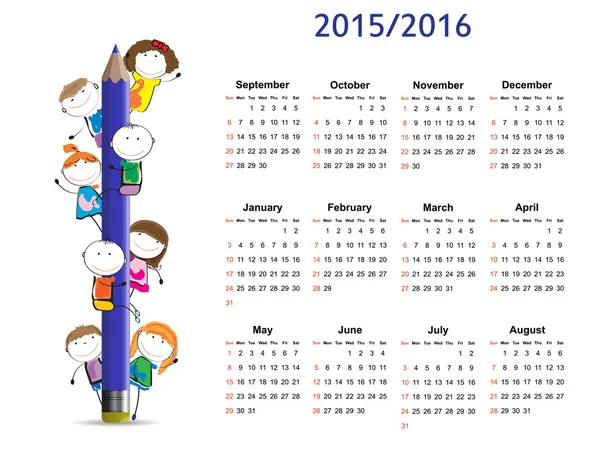 Kalendarza szkolnego — Wektor stockowy