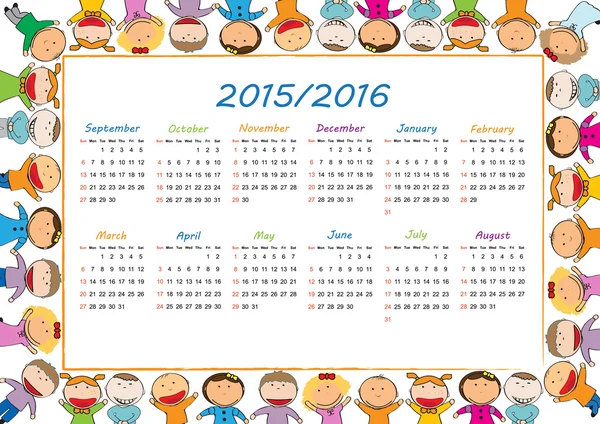 Calendario escolar — Vector de stock