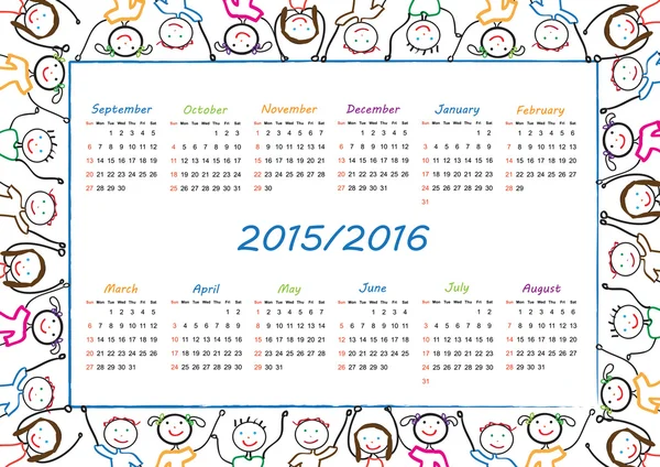 Calendrier scolaire — Image vectorielle