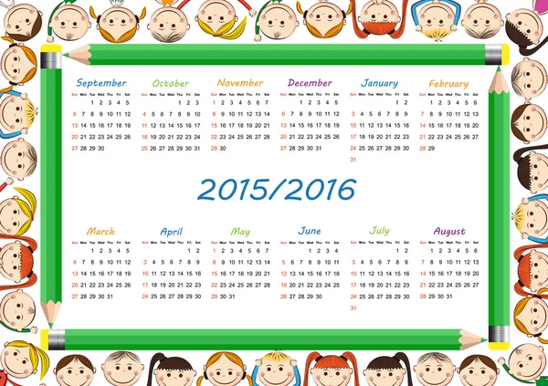 Calendrier scolaire — Image vectorielle