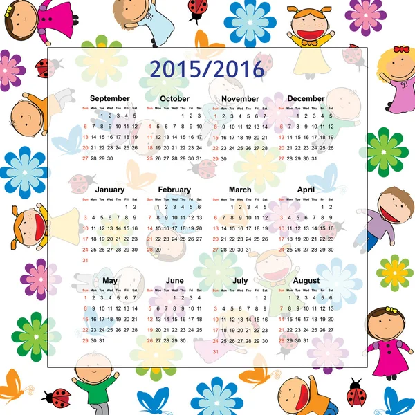 School calendar — Stock Vector