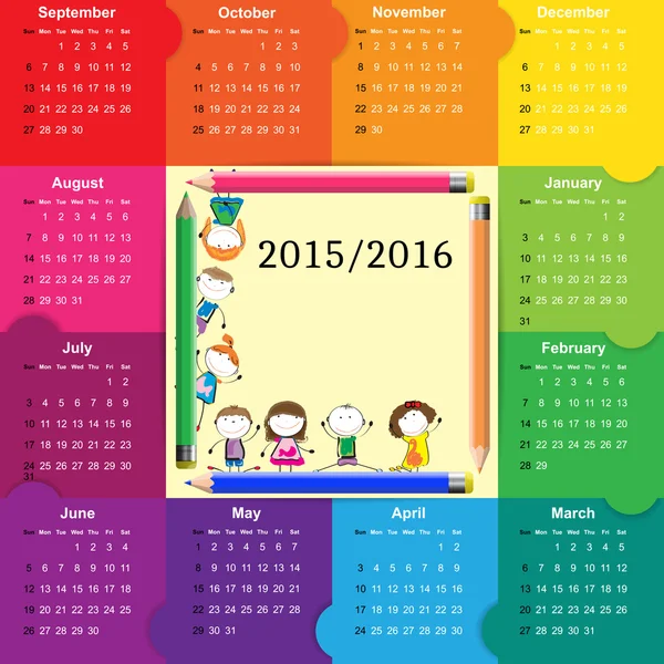 Calendario scolastico — Vettoriale Stock