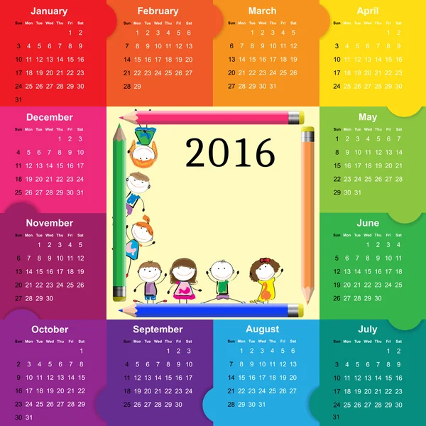Ημερολόγιο 2016 — Διανυσματικό Αρχείο