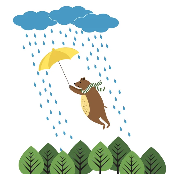 Bear with umbrella — Stock Vector