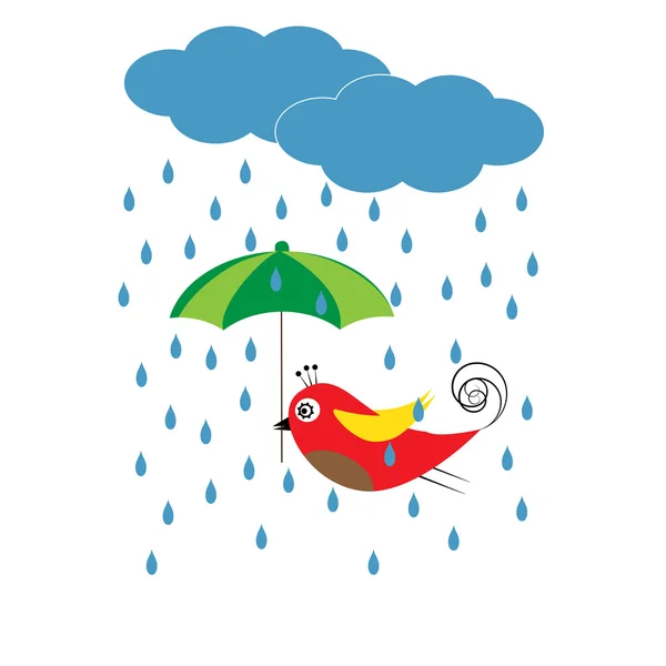 Uccello con ombrello — Vettoriale Stock