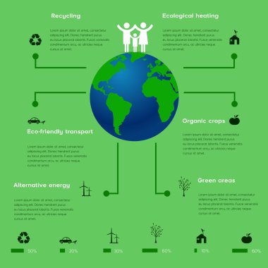 Ekoloji infographics - yeşil semboller