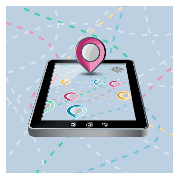 Navigation App sur l'écran gadget — Image vectorielle